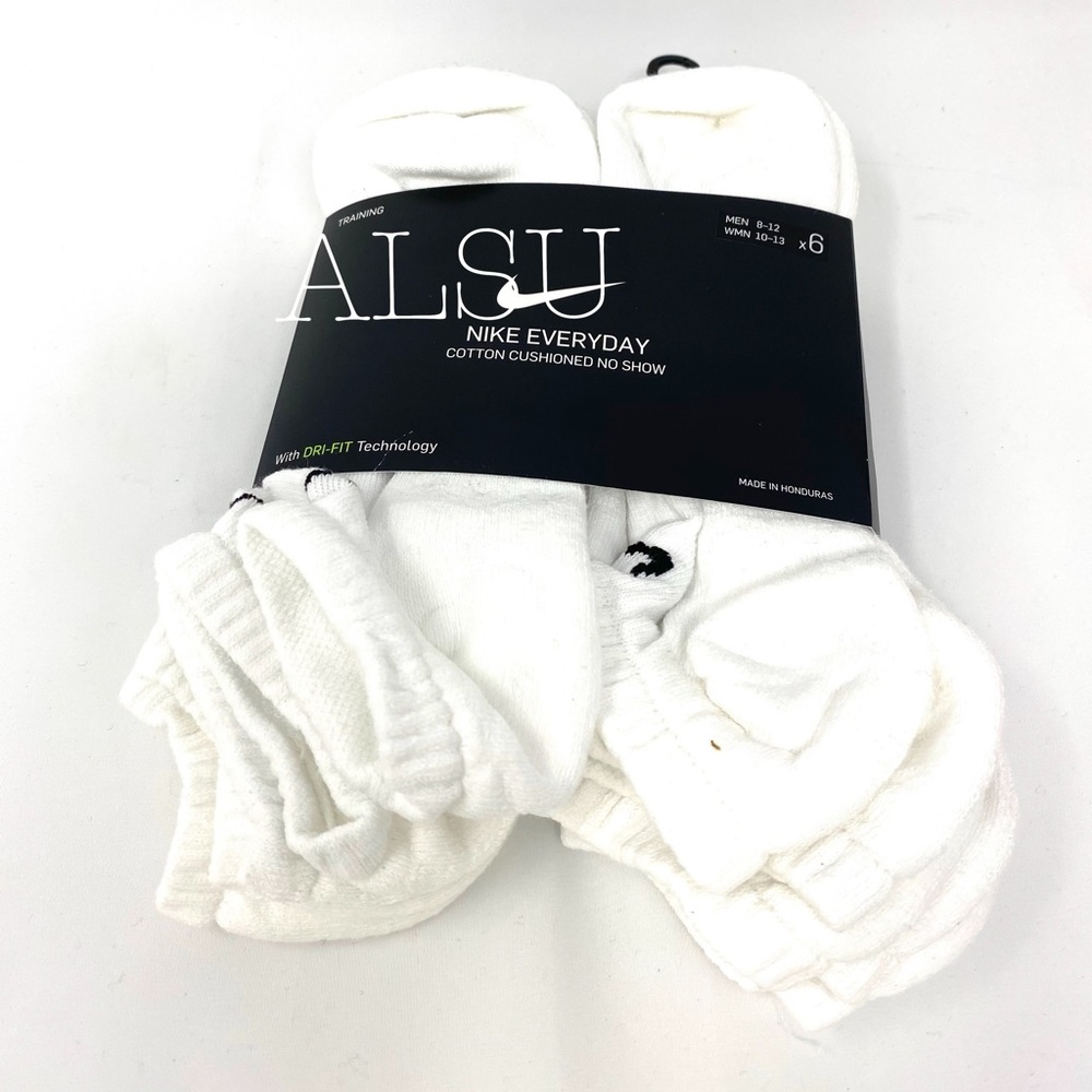 Nike Everyday Cotton Cushioned 6Pack Socks White M - Picture 4 of 7